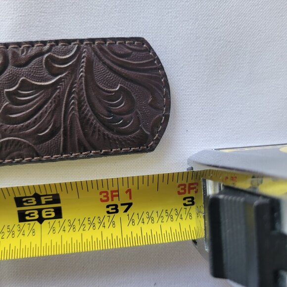 Leatherock Embossed Belt Marbled Embellished Square Buckle (Size: L) - Picture 2 of 13